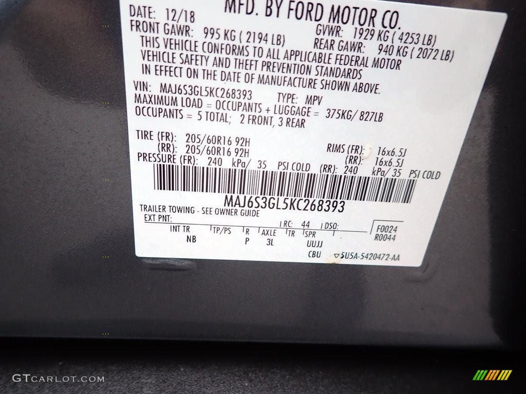 2019 EcoSport SE 4WD - Smoke Metallic / Ebony Black photo #20