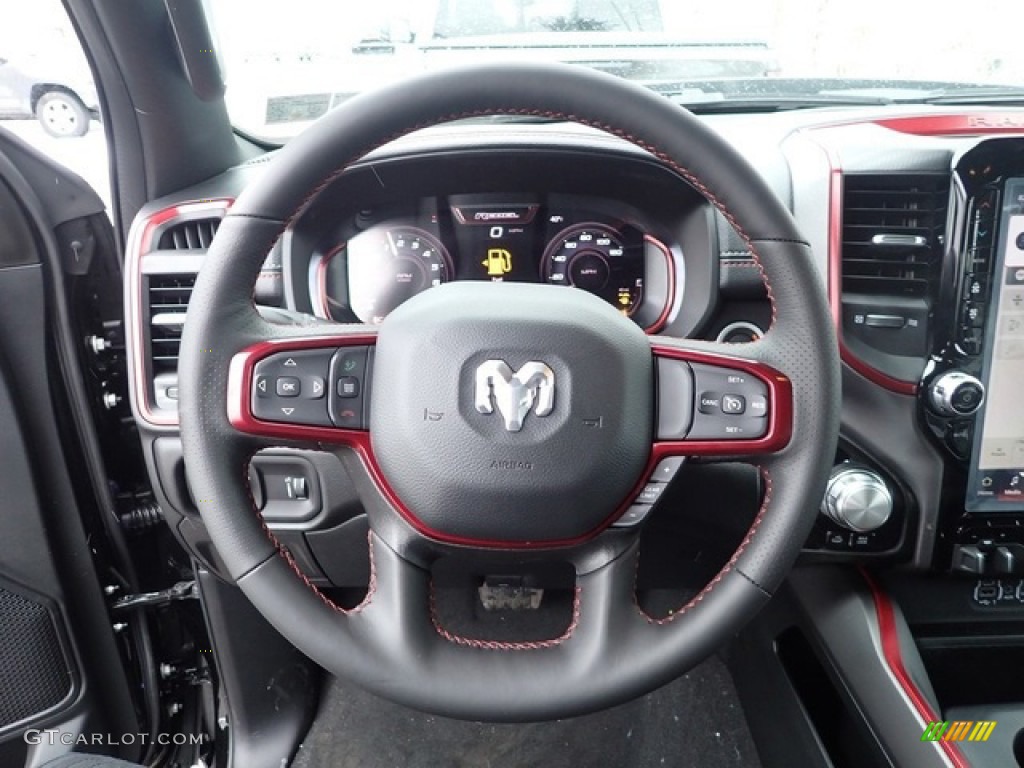 2023 Ram 1500 Rebel Crew Cab 4x4 Red/Black Steering Wheel Photo #145787638