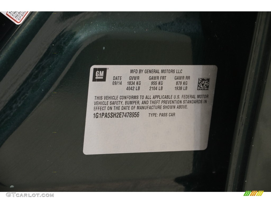 2014 Cruze LS - Rainforest Green Metallic / Jet Black/Medium Titanium photo #18