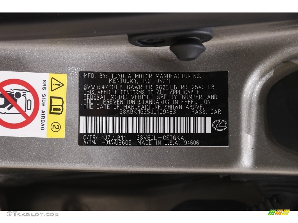 2018 ES 350 - Atomic Silver / Stratus Gray photo #24