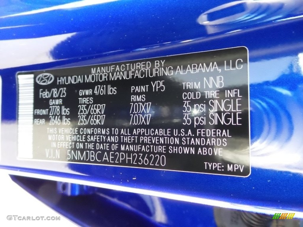 2023 Tucson Color Code YP5 for Intense Blue Photo #145789883