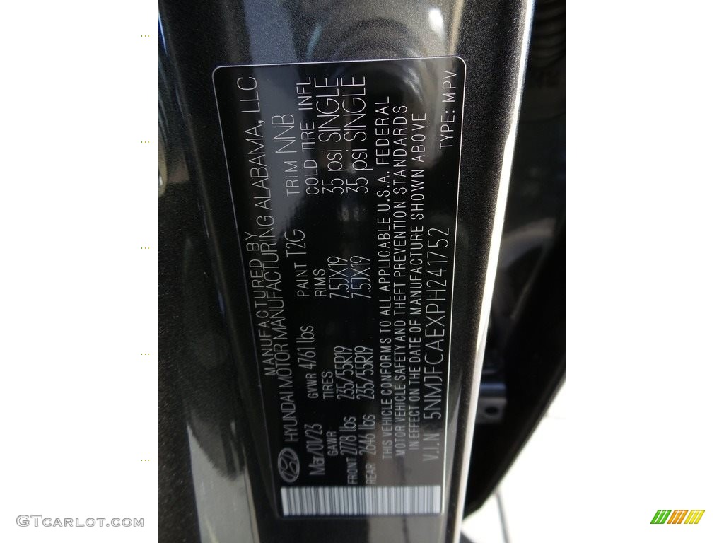2023 Tucson Color Code T2G for Portofino Gray Photo #145796215