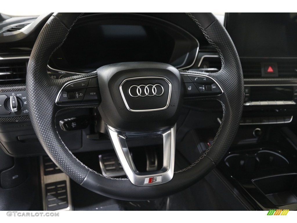 2022 Audi S5 3.0T Premium Plus quattro Black/Rock Gray Stitching Steering Wheel Photo #145797712