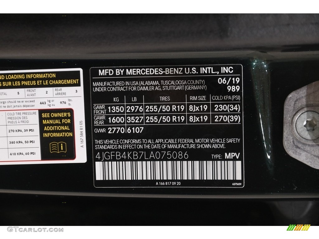 2020 GLE Color Code 989 for Emerald Green Metallic Photo #145798291