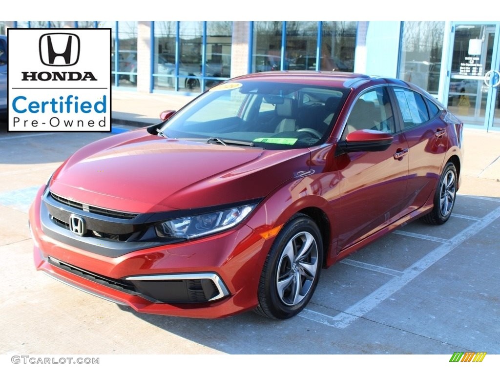 2020 Civic LX Sedan - Molten Lava Pearl / Black photo #1