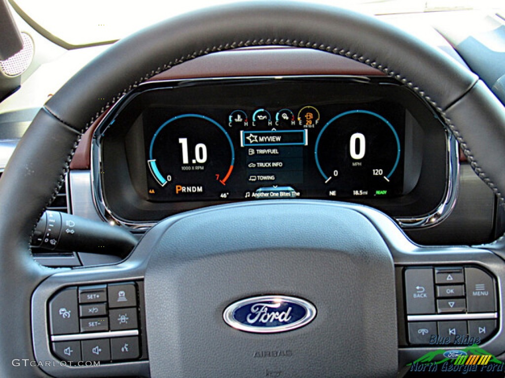 2023 Ford F150 Lariat SuperCrew 4x4 Black Steering Wheel Photo #145804758