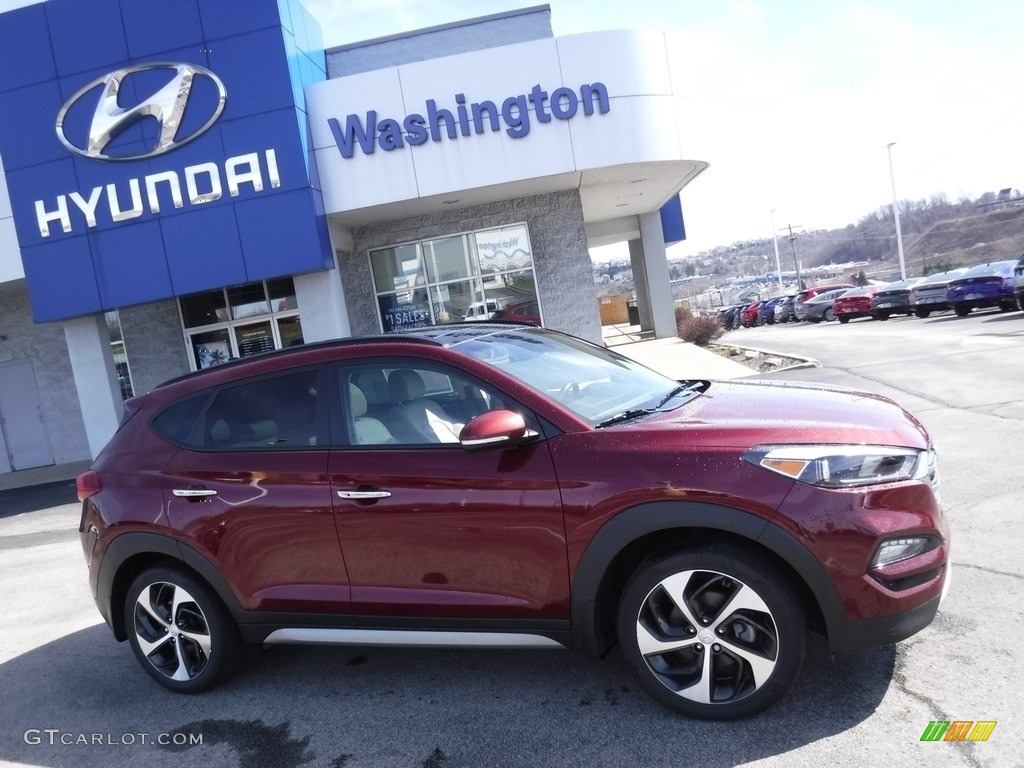2017 Tucson Limited AWD - Ruby Wine / Beige photo #2