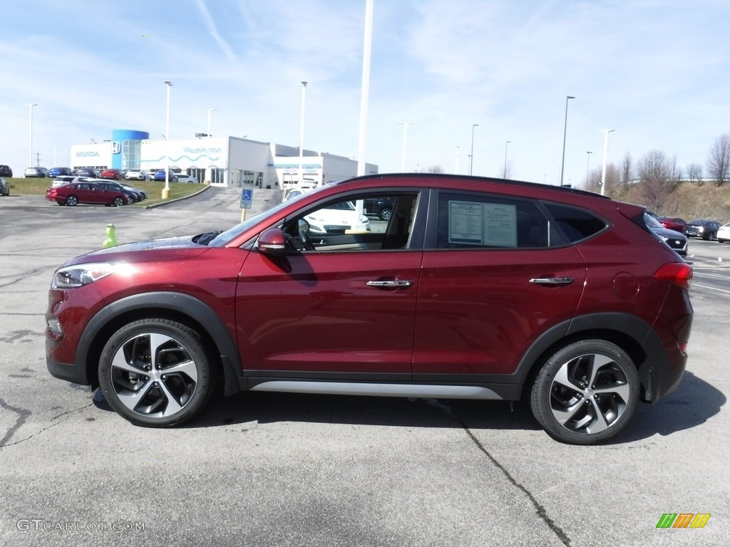 2017 Tucson Limited AWD - Ruby Wine / Beige photo #7