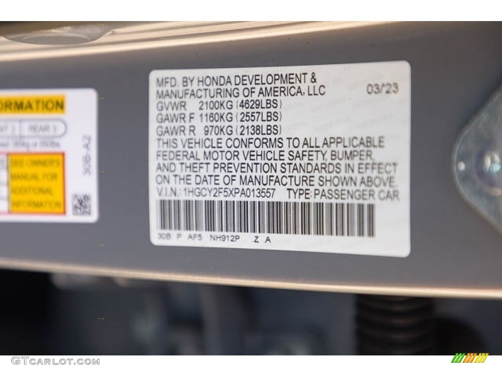 2023 Accord Color Code NH912P for Urban Gray Pearl Photo #145810675