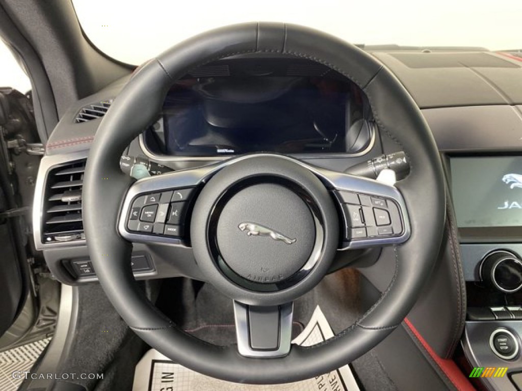 2023 Jaguar F-TYPE P450 Coupe Mars Red/Flame Red Stitching Steering Wheel Photo #145815830