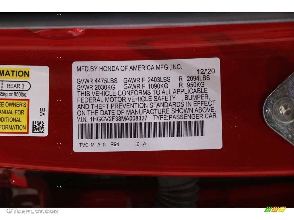 2021 Accord Sport - San Marino Red / Black photo #22