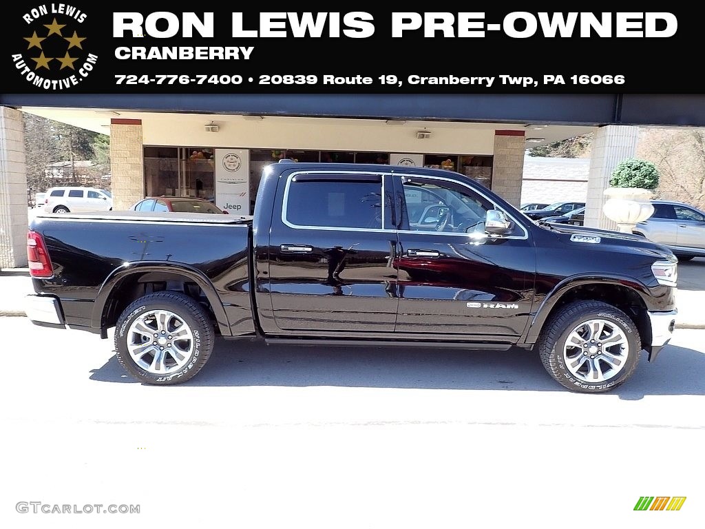 2021 1500 Long Horn Crew Cab 4x4 - Diamond Black Crystal Pearl / Light Frost Beige/Mountain Brown photo #1