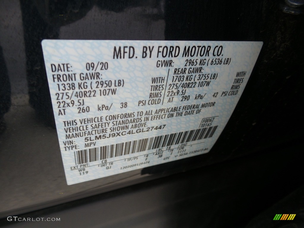 2020 Lincoln Aviator Black Label AWD Color Code Photos