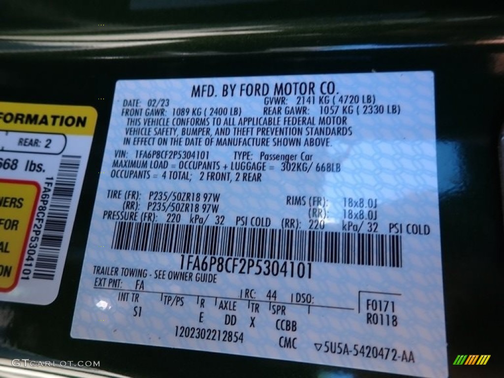 2023 Mustang Color Code FA for Eruption Green Metallic Photo #145822763