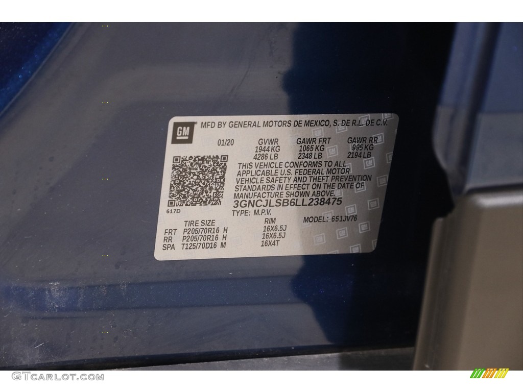 2020 Trax LT - Pacific Blue Metallic / Jet Black photo #19