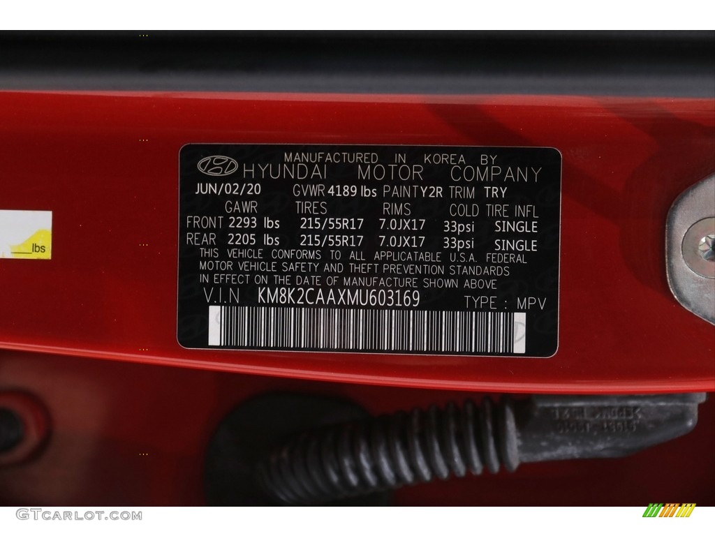 2021 Kona SEL AWD - Pulse Red / Black photo #20