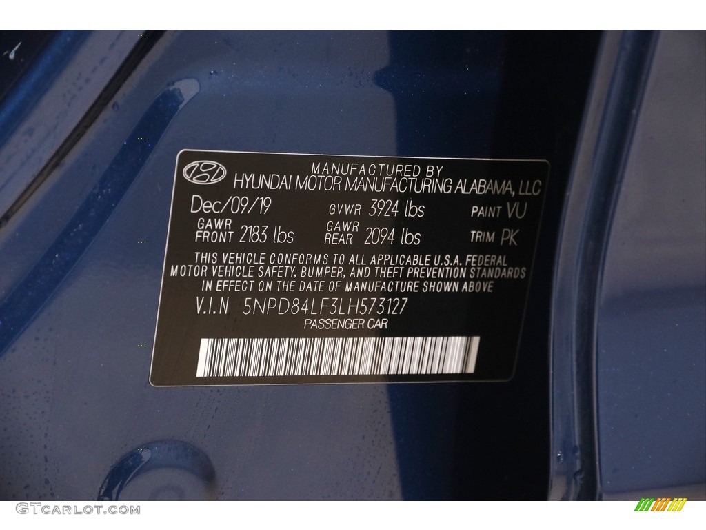 2020 Elantra SEL - Lakeside Blue / Gray photo #20