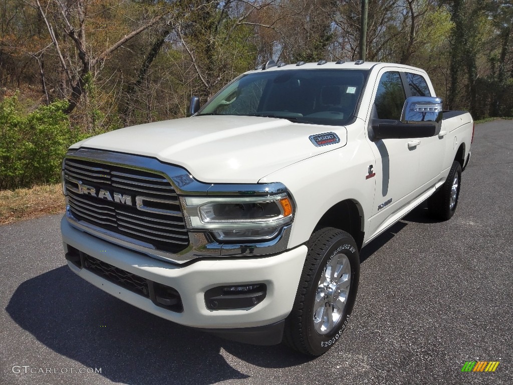 2023 3500 Laramie Crew Cab 4x4 - Pearl White / Black photo #2