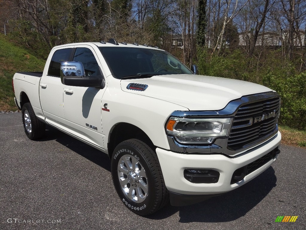 Pearl White 2023 Ram 3500 Laramie Crew Cab 4x4 Exterior Photo #145836675