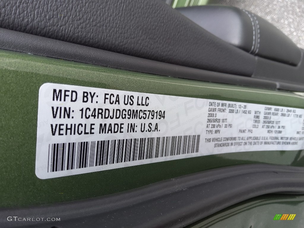 2021 Durango Color Code PFQ for F8 Green Photo #145840682
