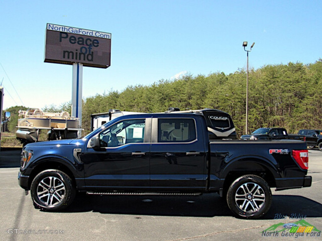 2023 F150 STX SuperCrew 4x4 - Antimatter Blue Metallic / Black photo #2