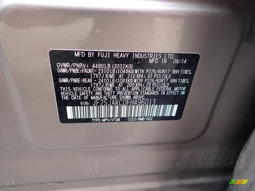 2015 Forester 2.5i Limited - Burnished Bronze Metallic / Black photo #20