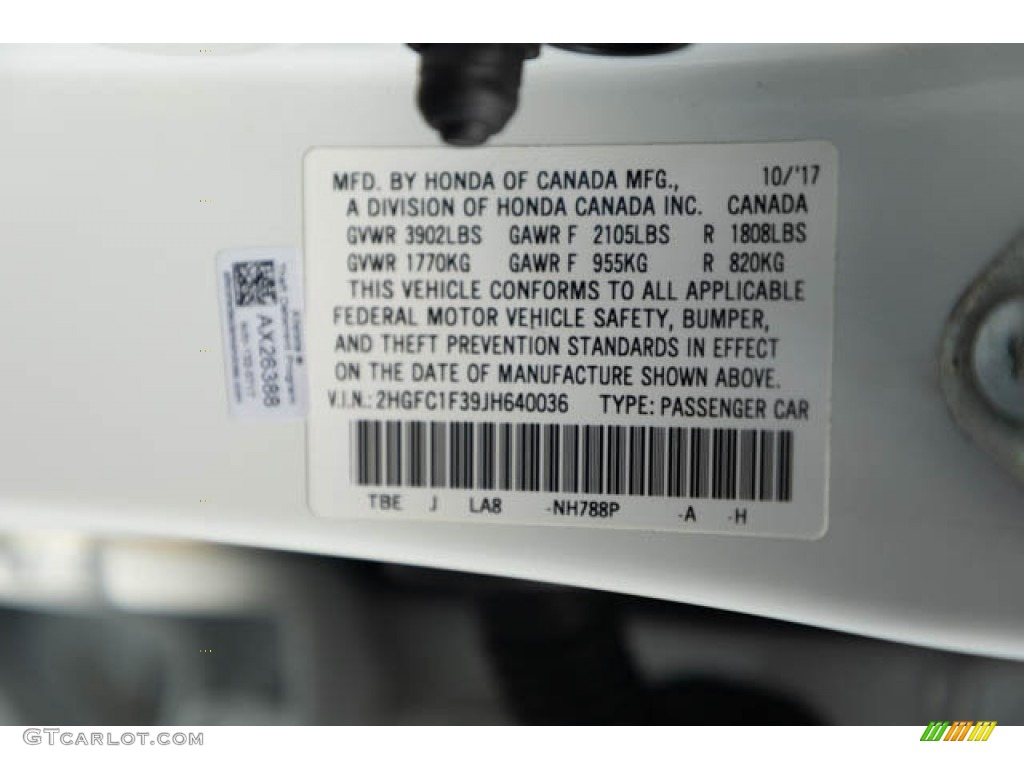 2018 Civic EX-T Sedan - White Orchid Pearl / Black photo #41