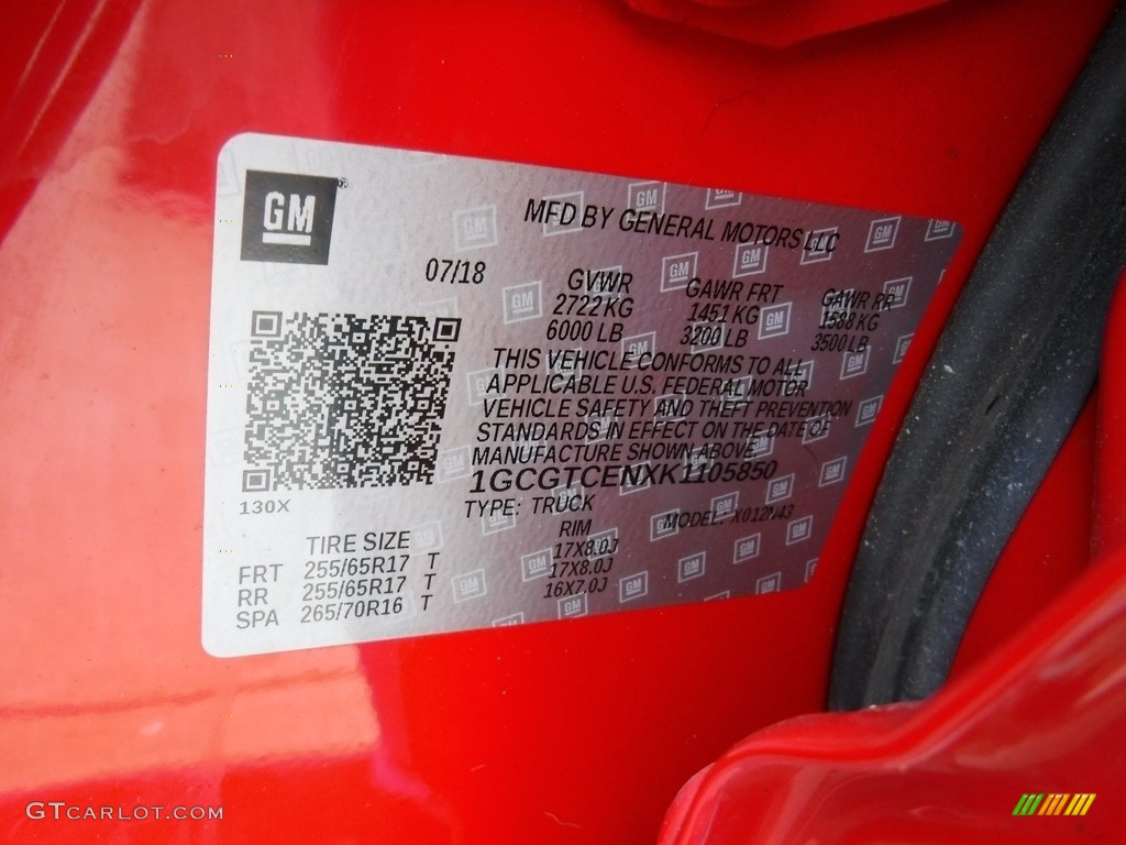 2019 Colorado LT Crew Cab 4x4 - Red Hot / Jet Black photo #33