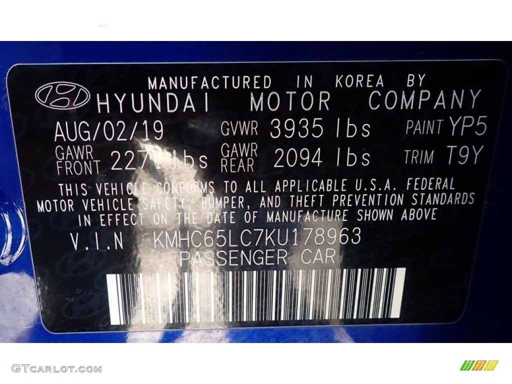 2019 Ioniq Hybrid Blue - Intense Blue / Black photo #42