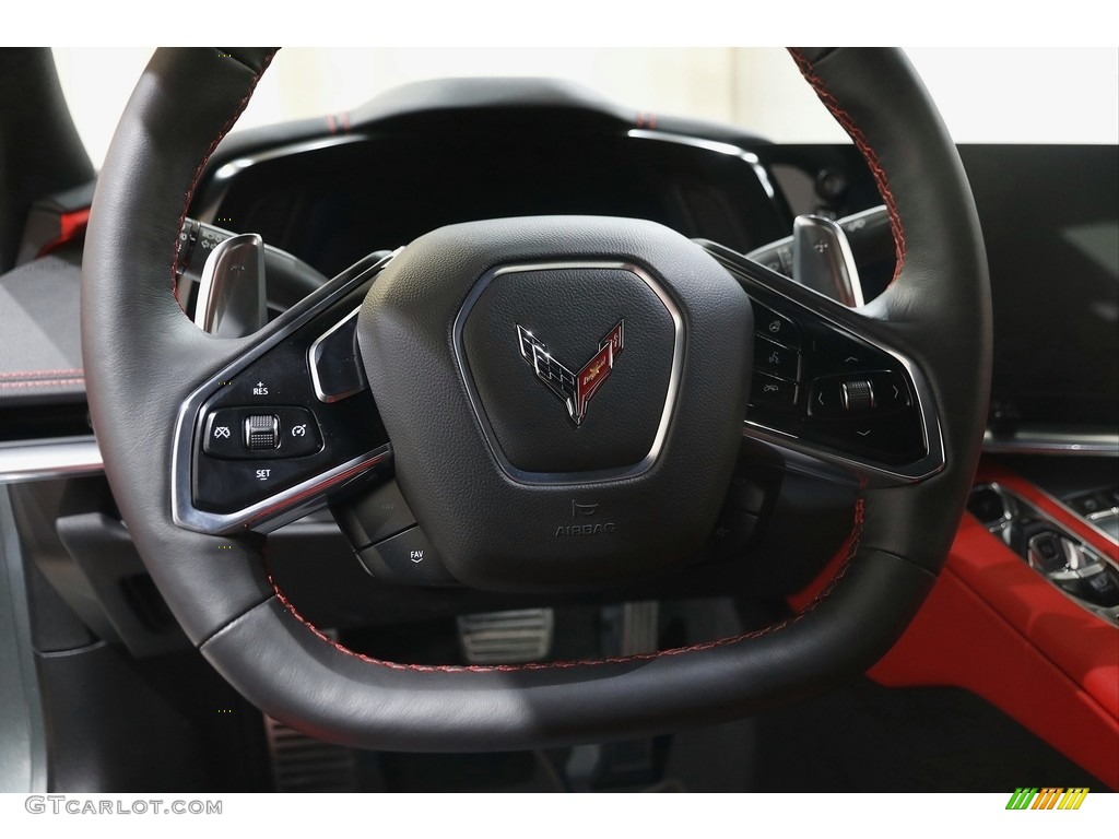 2022 Chevrolet Corvette Stingray Coupe Adrenalin Red Steering Wheel Photo #145854285