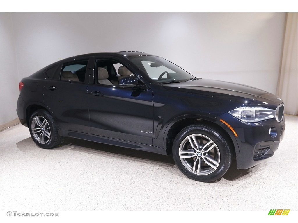 2017 X6 xDrive35i - Carbon Black Metallic / Ivory White/Black photo #1