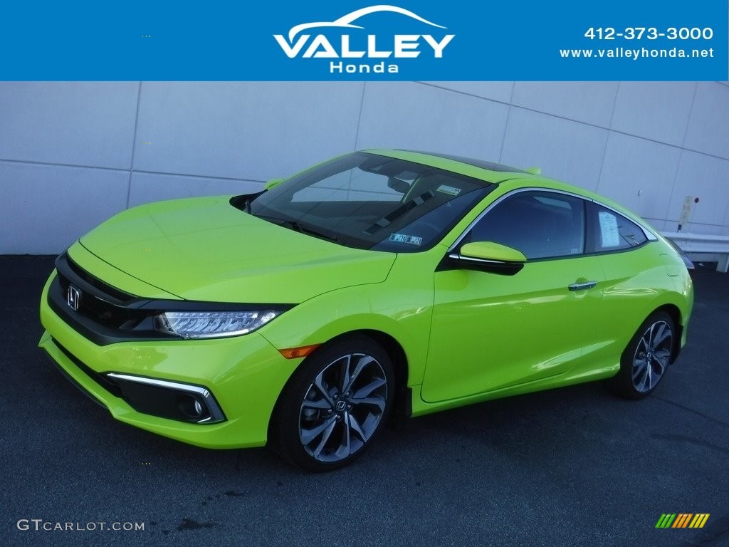 2019 Civic Touring Coupe - Tonic Yellow Pearl / Black photo #1