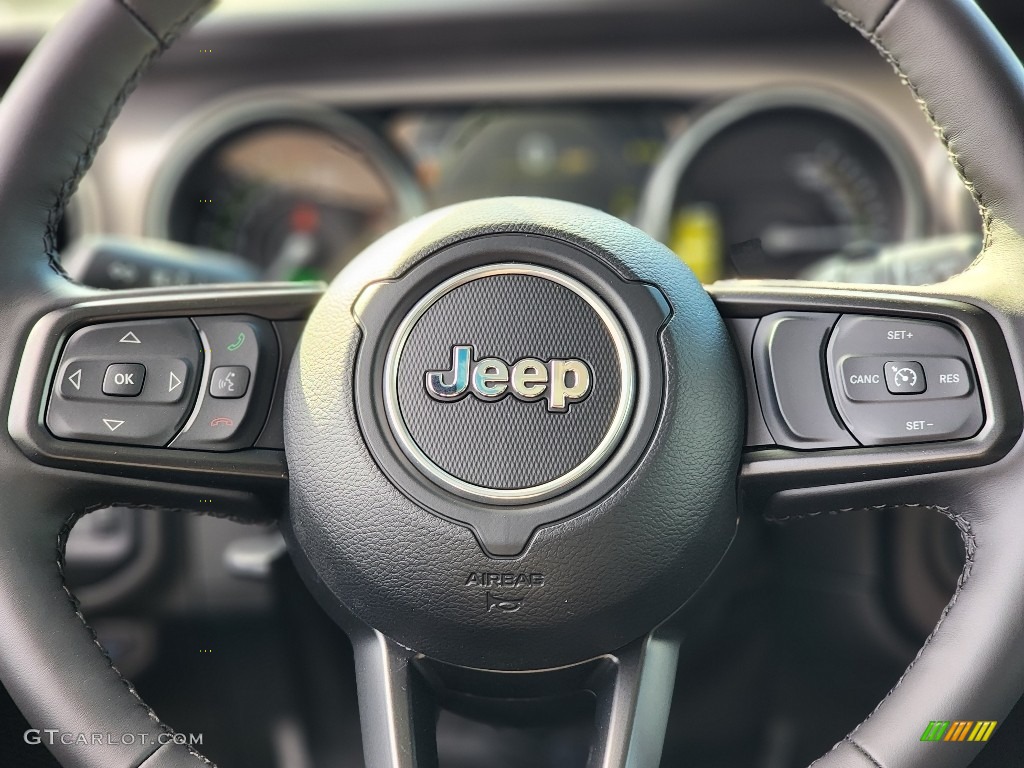 2023 Jeep Wrangler Unlimited Willys 4XE Hybrid Black Steering Wheel Photo #145867309