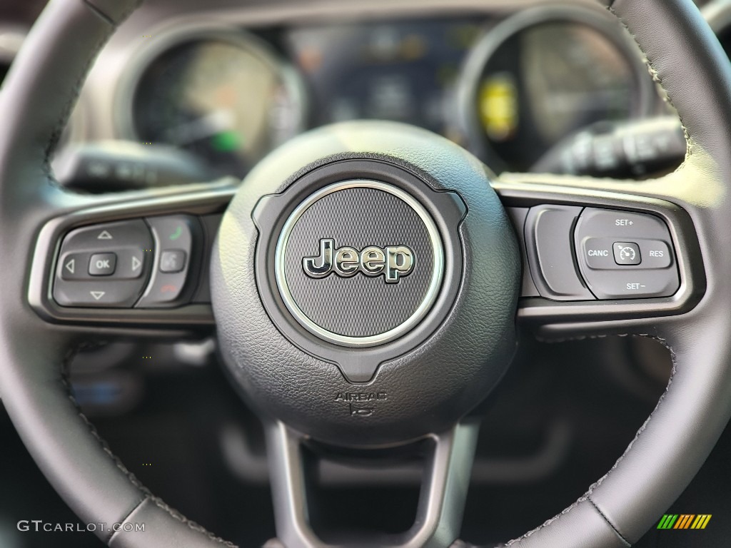 2023 Jeep Wrangler Unlimited Willys 4XE Hybrid Black Steering Wheel Photo #145868110