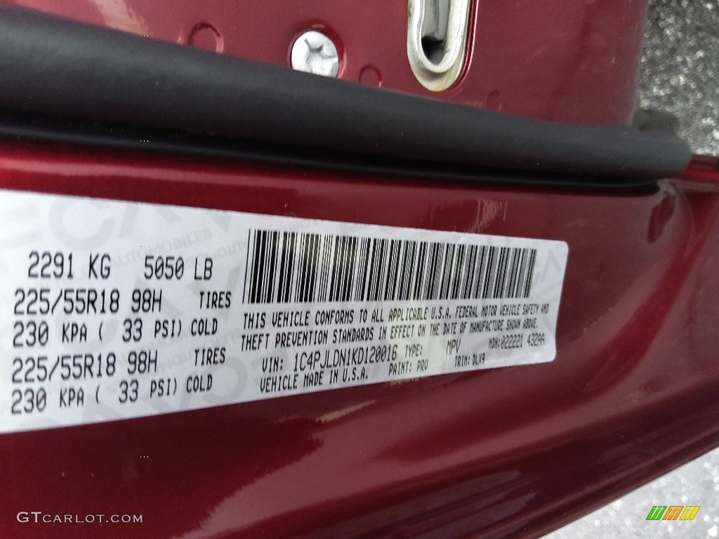2019 Cherokee Color Code PRV for Velvet Red Pearl Photo #145870852