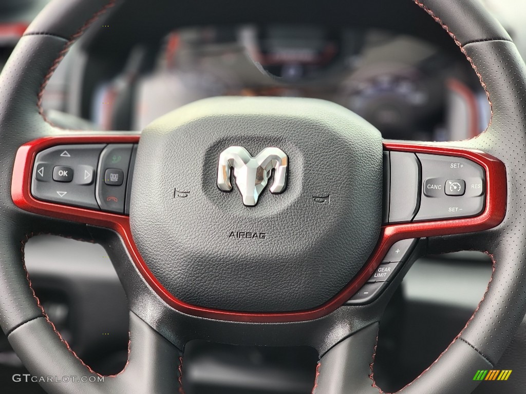 2023 Ram 1500 Rebel Crew Cab 4x4 Red/Black Steering Wheel Photo #145870992