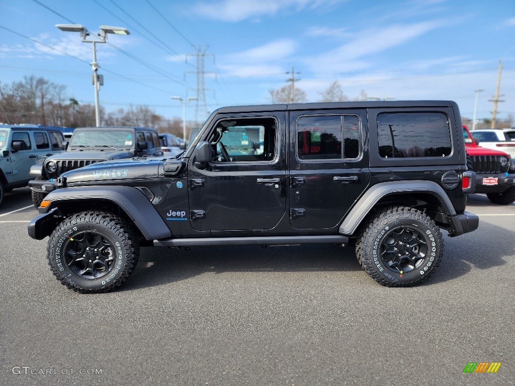 Black 2023 Jeep Wrangler Unlimited Willys 4XE Hybrid Exterior Photo #145871476