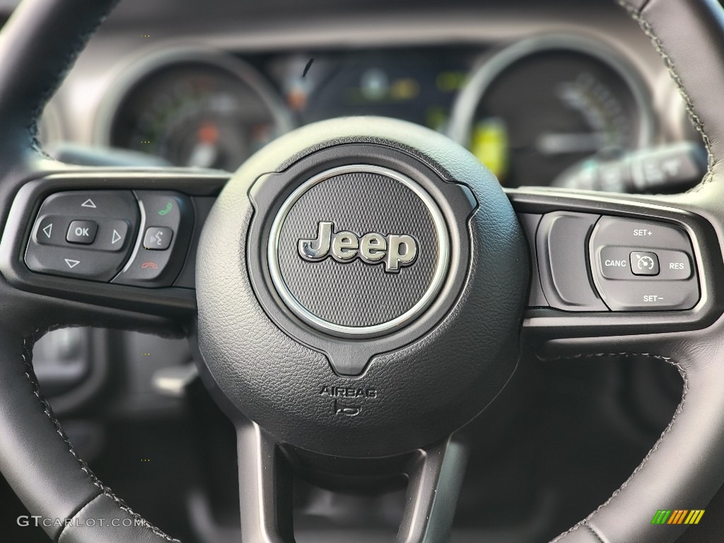 2023 Jeep Wrangler Unlimited Willys 4XE Hybrid Black Steering Wheel Photo #145871692