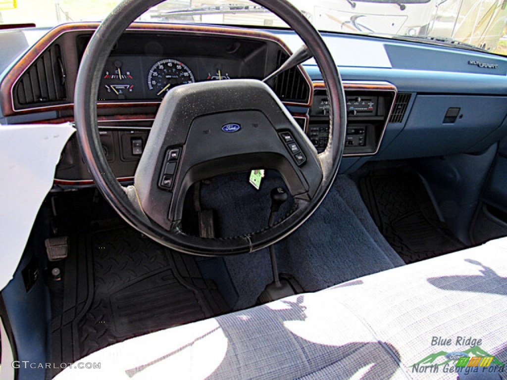 1988 Ford F150 XLT Lariat Regular Cab 4x4 Regatta Blue Steering Wheel Photo #145875686