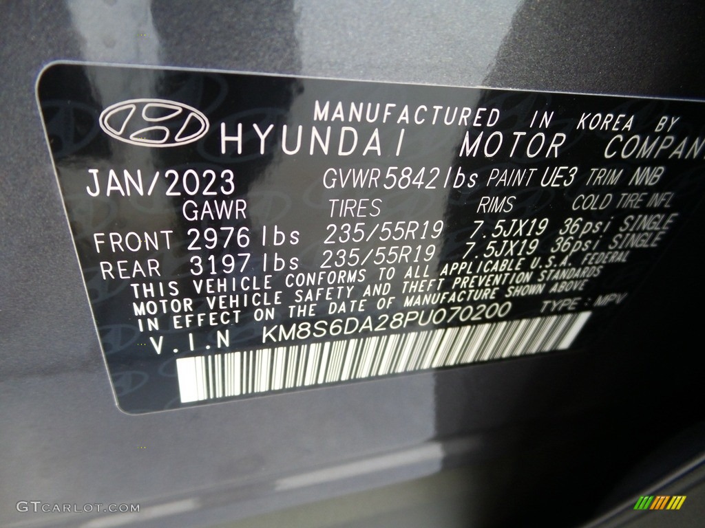 2023 Santa Fe Hybrid Color Code UE3 for Lagoon Blue Photo #145882438