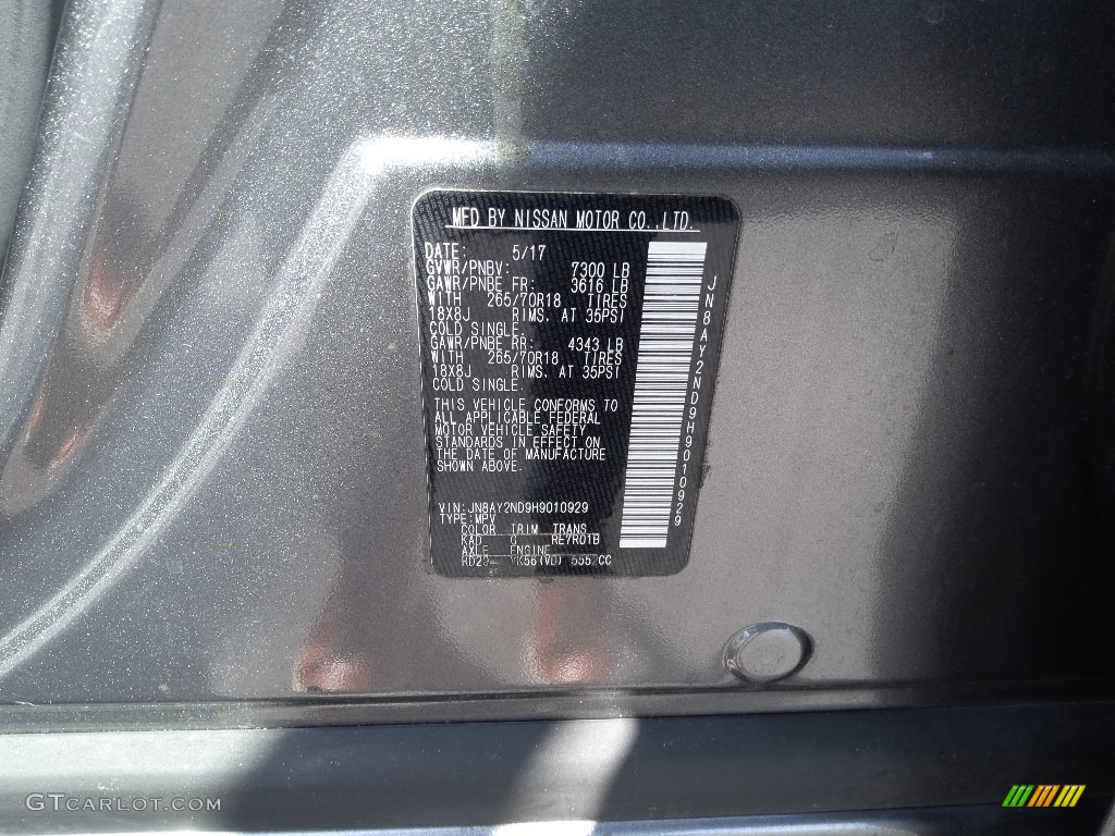2017 Nissan Armada SV Color Code Photos