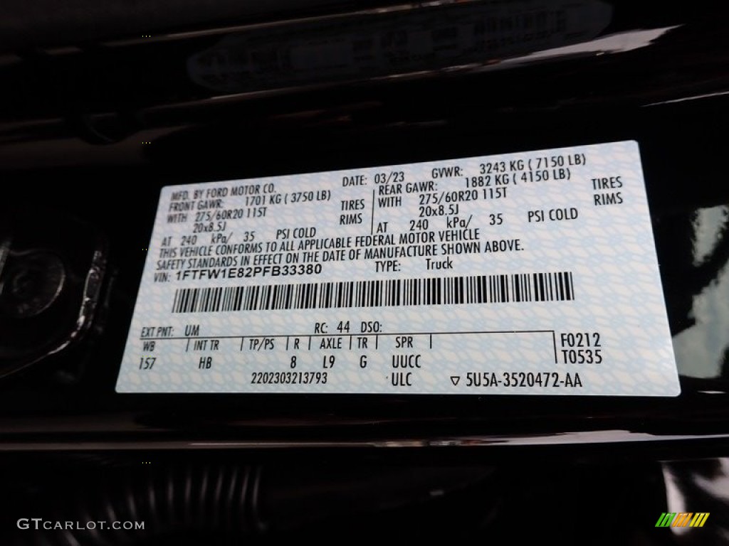 2023 F150 Color Code UM for Agate Black Metallic Photo #145891122