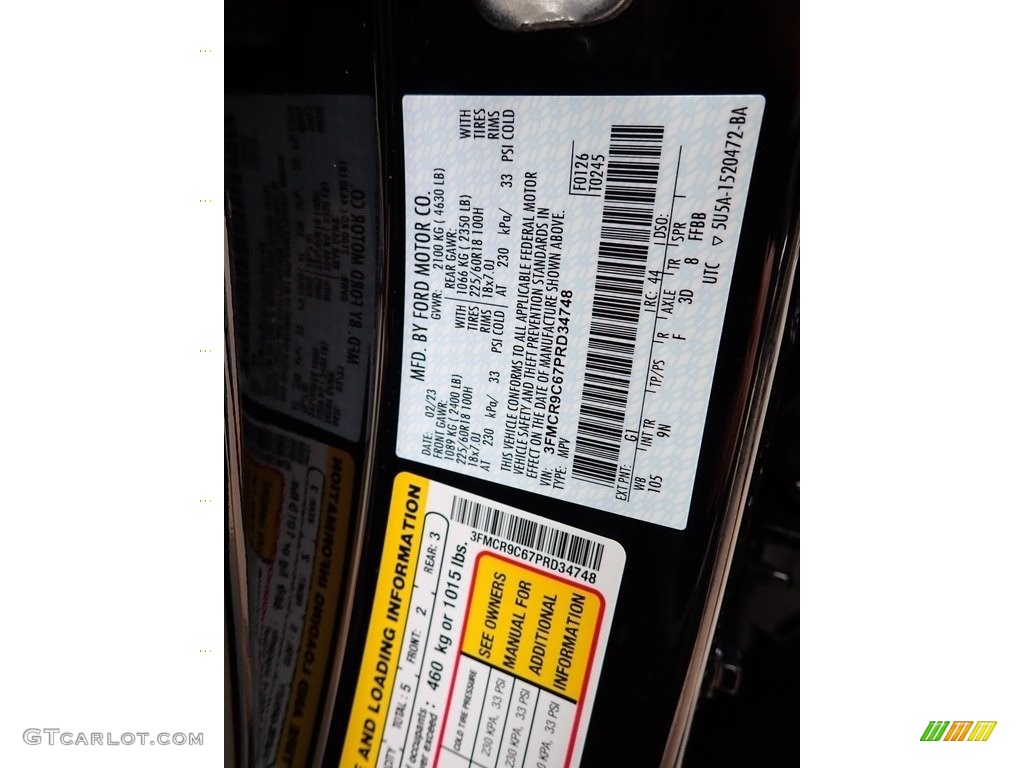 2023 Bronco Sport Color Code G1 for Shadow Black Photo #145891629