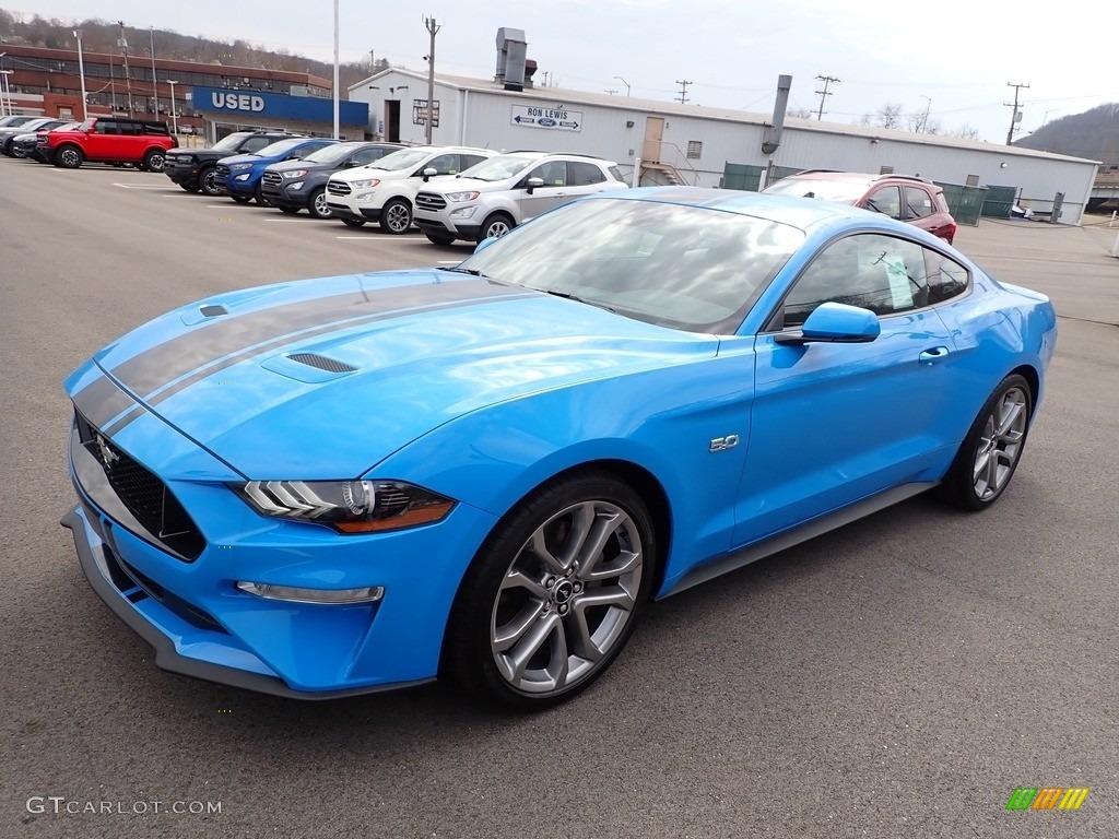 Grabber Blue Metallic 2023 Ford Mustang GT Premium Fastback Exterior Photo #145891731