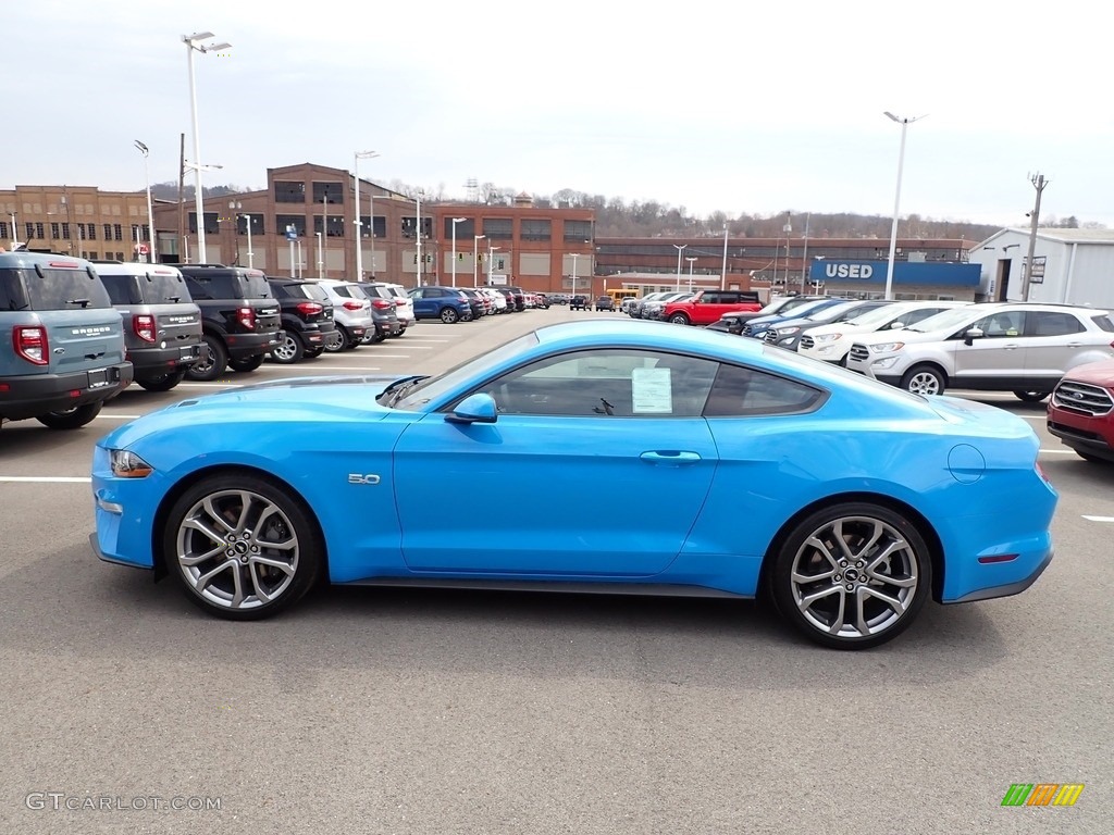 Grabber Blue Metallic 2023 Ford Mustang GT Premium Fastback Exterior Photo #145891755