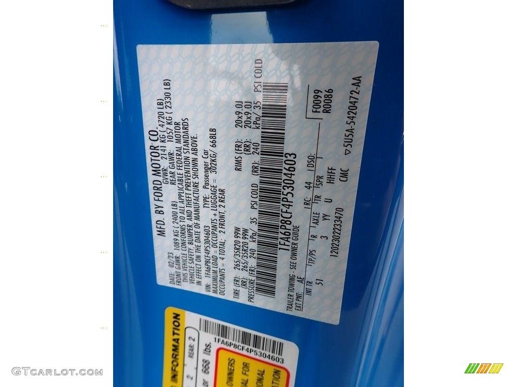 2023 Mustang Color Code AE for Grabber Blue Metallic Photo #145892097