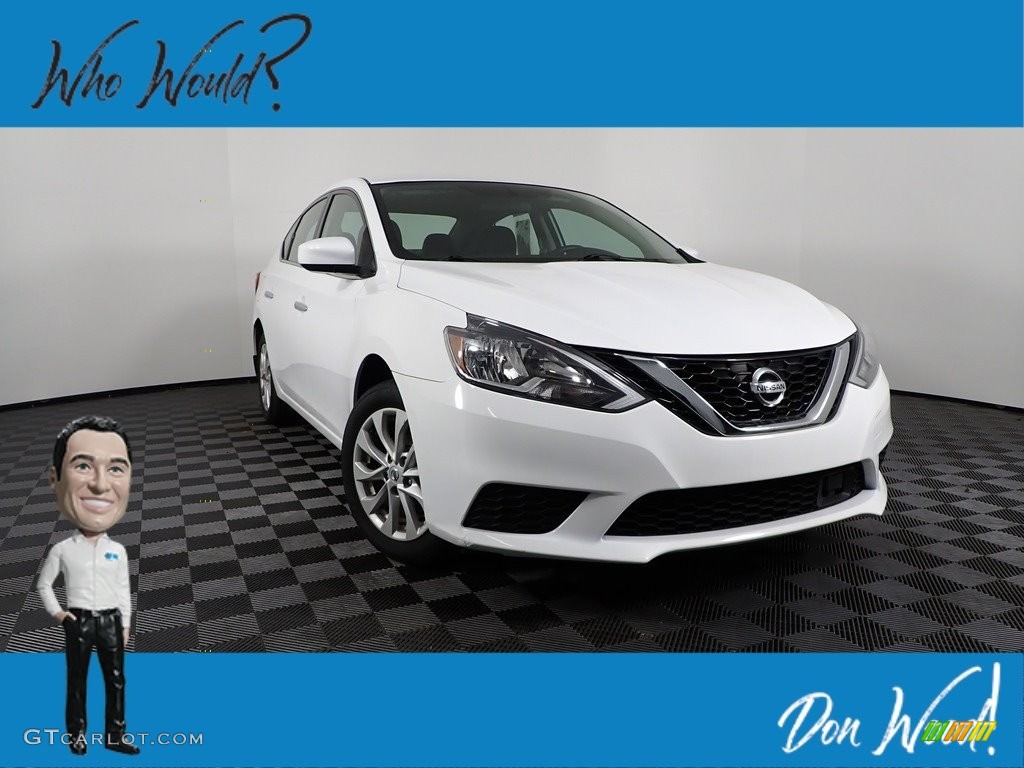 2019 Sentra SV - Aspen White Tricoat / Charcoal photo #1