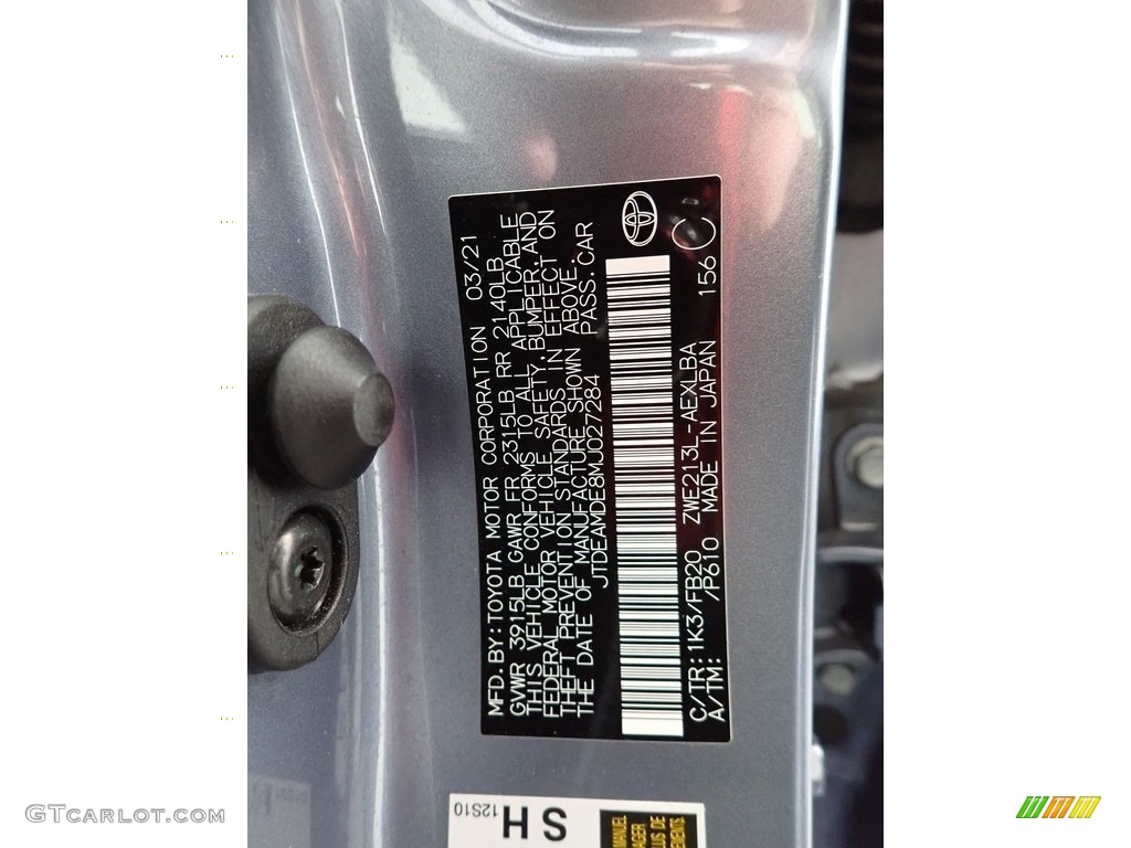 2021 Corolla Hybrid LE - Celestite Gray Metallic / Black photo #32