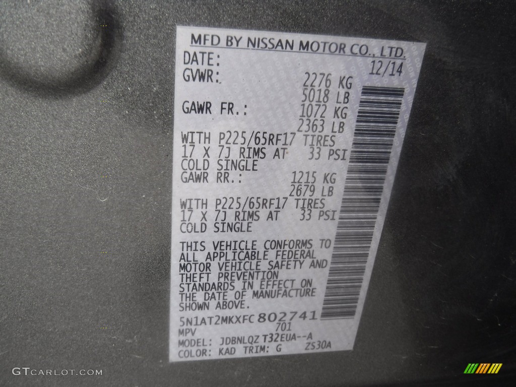 2015 Rogue Color Code KAD for Gun Metallic Photo #145896141