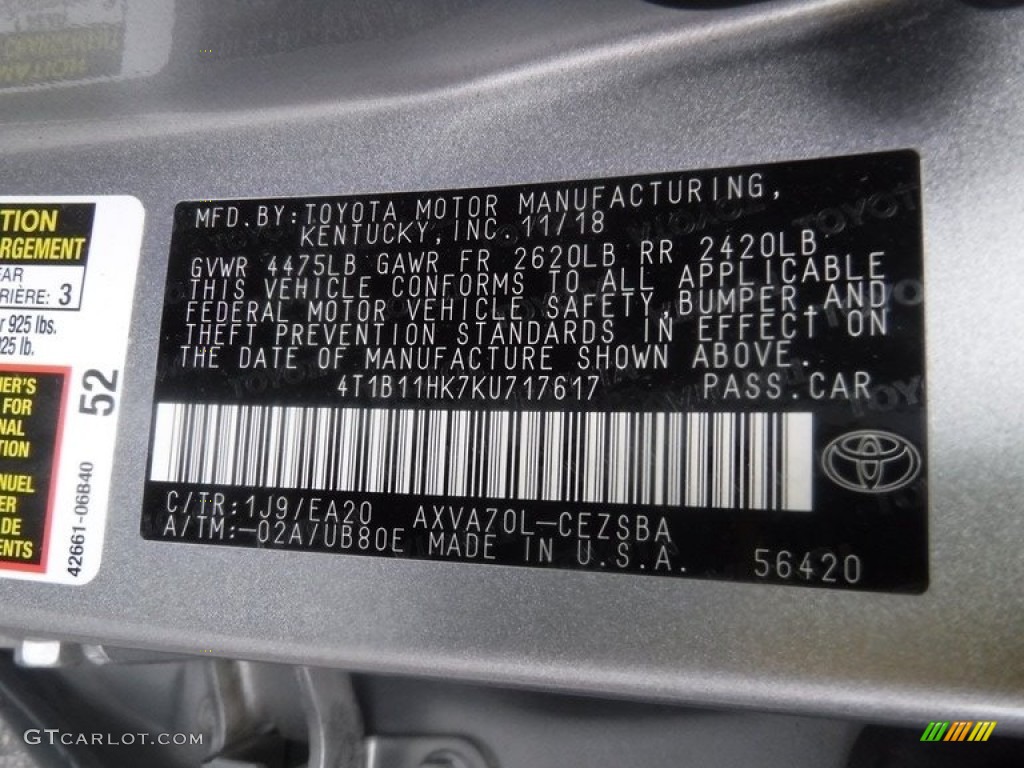 2019 Camry SE - Celestial Silver Metallic / Black photo #33